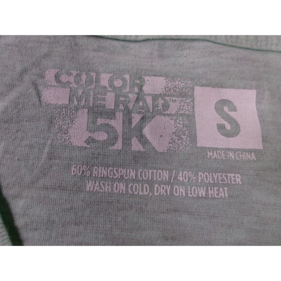 Color Me Rad Shirt Womens S V Neck 5K Race Graphic Mint Green Fitted Short - Picture 7 of 9